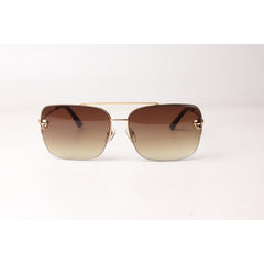 Cartier - ESW 00095 - Golden - Brown Gradient - Metal - Half Rim - Sqaure - Premium Sunglasses - Eyewear