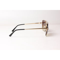 Cartier - ESW 00095 - Golden - Brown Gradient - Metal - Half Rim - Sqaure - Premium Sunglasses - Eyewear