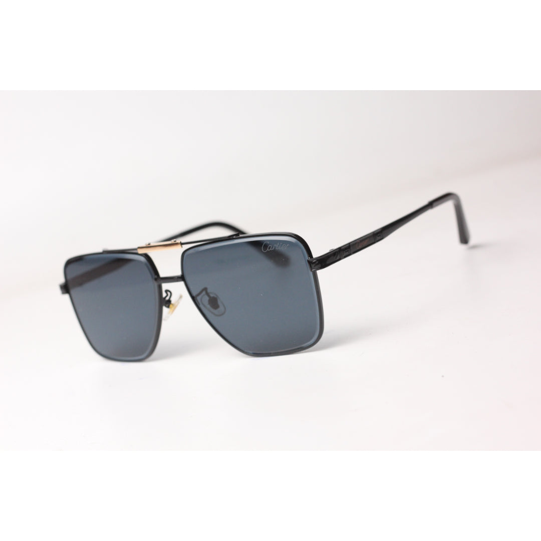 Cartier  – 4070 - Black - Golden - Metal - Double Bridge - Square - Sunglasses - Eyewear
