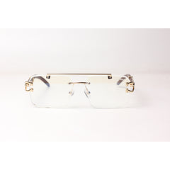 Cartier - R25 - Panther Wooden - Transparent - Golden - Rimless - Metal - Rectangle - Optics - Eyewear