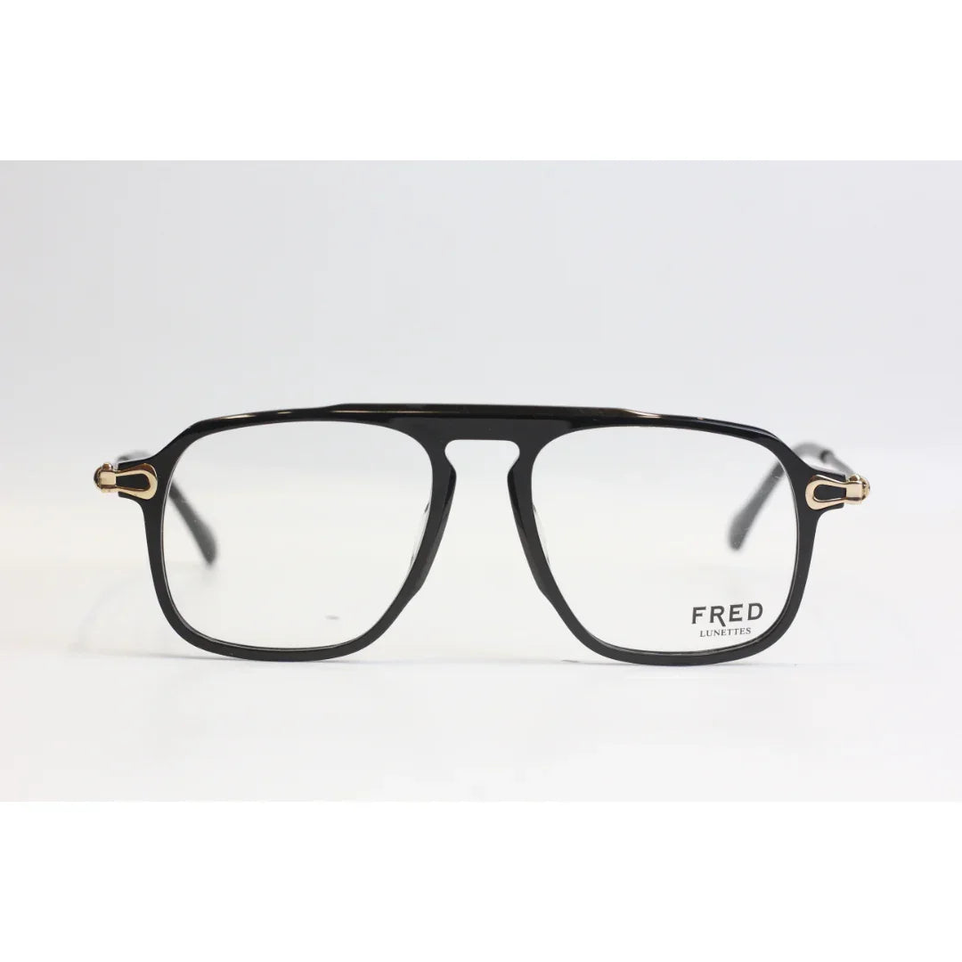 فريد - 0709 - أسود - ذهبي - أسيتات - معدن - مربع - نظارات بريميوم - نظارات 