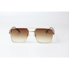 Maybach - 5660 - Golden - Brown Gradient - Wooden Texture - Metal - Square - Sunglasses - Eyewear