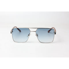 Maybach - 5660 - Silver - Blue Gradient - Brown Wooden Texture - Metal - Square - Sunglasses - Eyewear