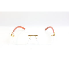 CARNIVORE - 2808 - Golden - Wooden Textured - Rimless - Rectangle - Optics - XSHADES Eyewear