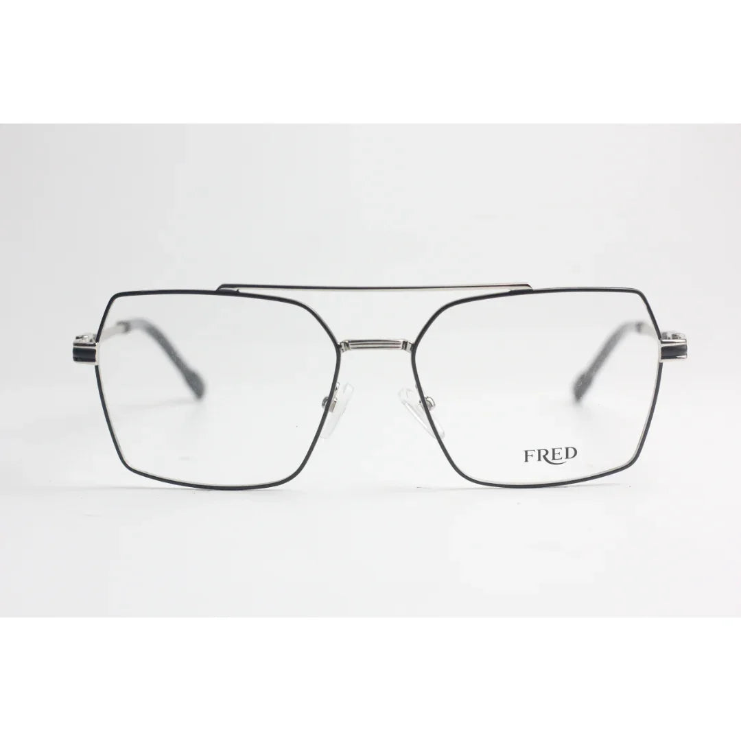 فريد - أسود - فضي - معدني - مربع - نظارات بريميوم - نظارات