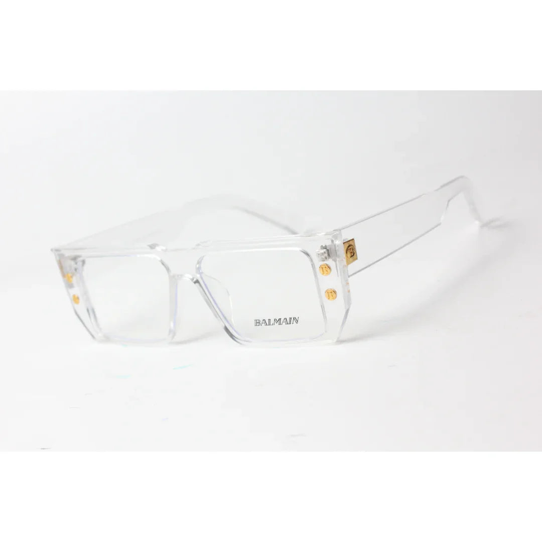 Balmain - 1999 - Transparent White - Bold -  Acetate - Rectangle - Optics - Eyewear