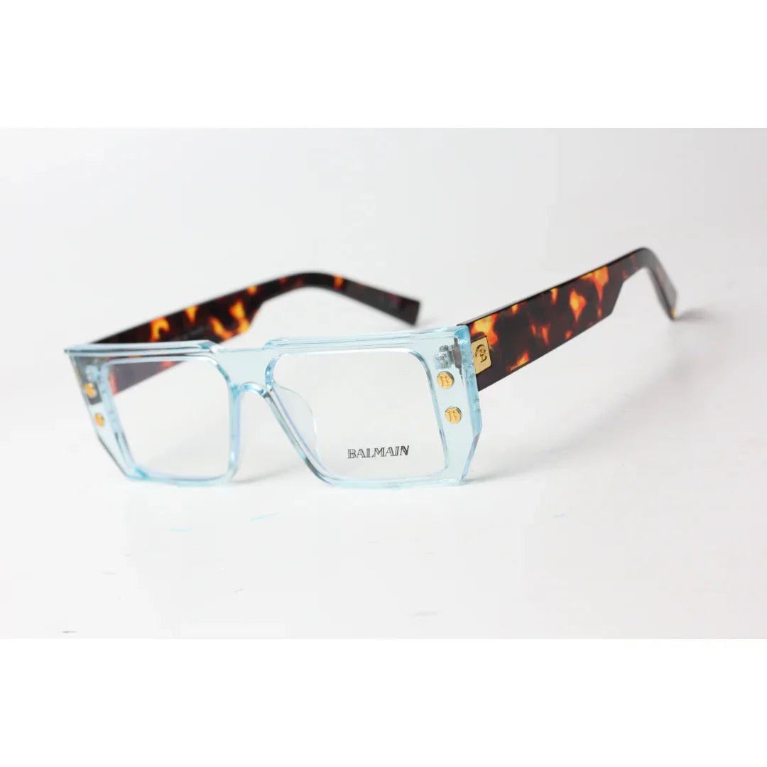 Balmain - 1999 - Transparent Blue - Tortoise - Bold -  Acetate - Rectangle - Optics - Eyewear