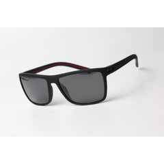 OGA - 467 - Matt Black - Red - Polarized - Light Weight - Curved - Acetate - Rectangle - Sunglasses - Eyewear
