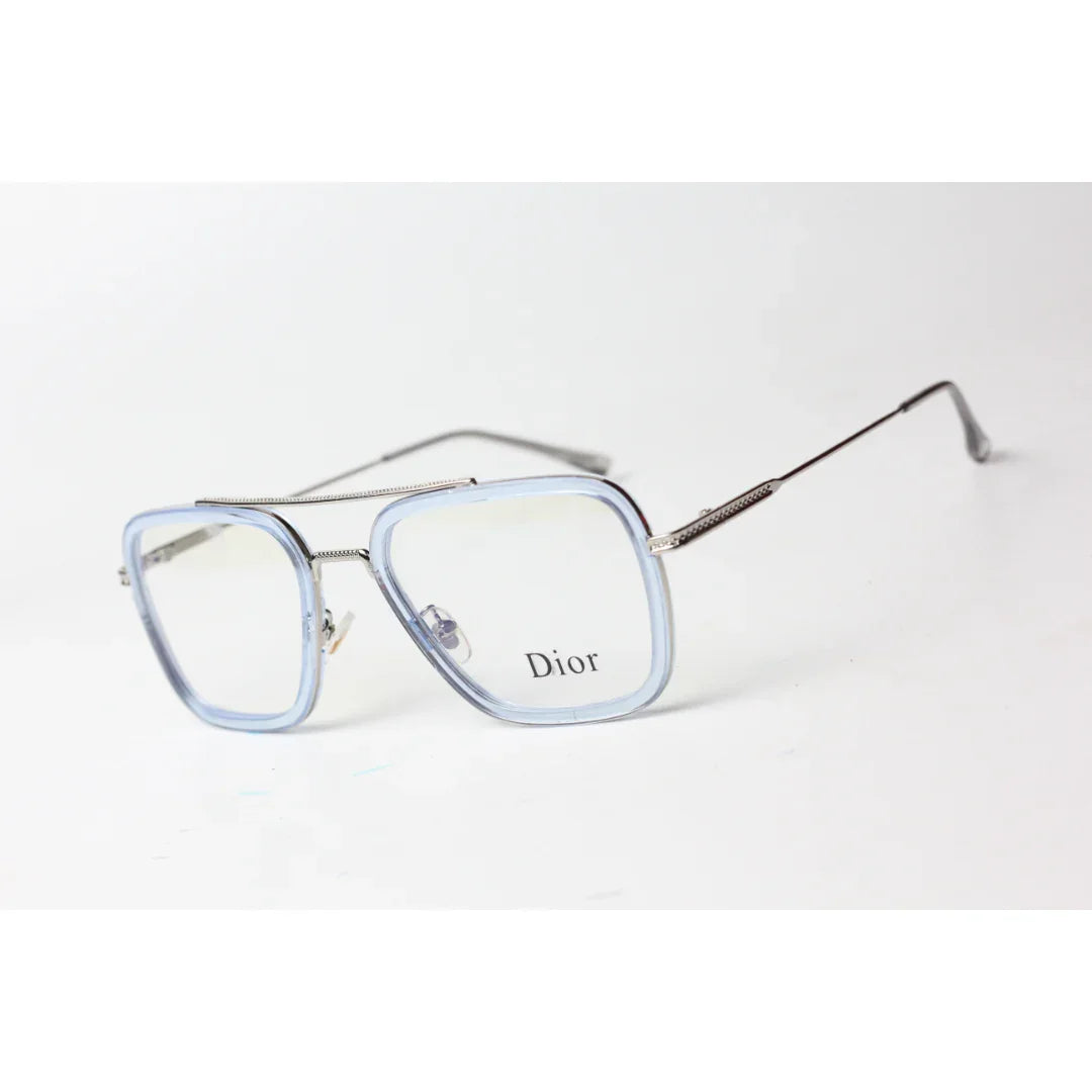 الرجل الحديدي - 9000 - ديور - شفاف - أزرق - فضي - معدن - أسيتات - فلايت - أزرق - قطع - مربع - نظارات 