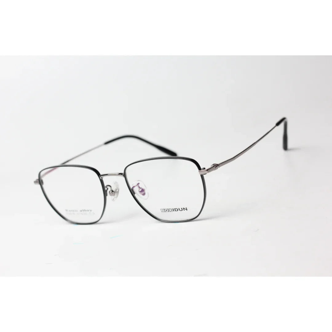 Boxidun - 1517 - Metal - Black - Silver - Retro - Square - Round - Optics - Eyewear