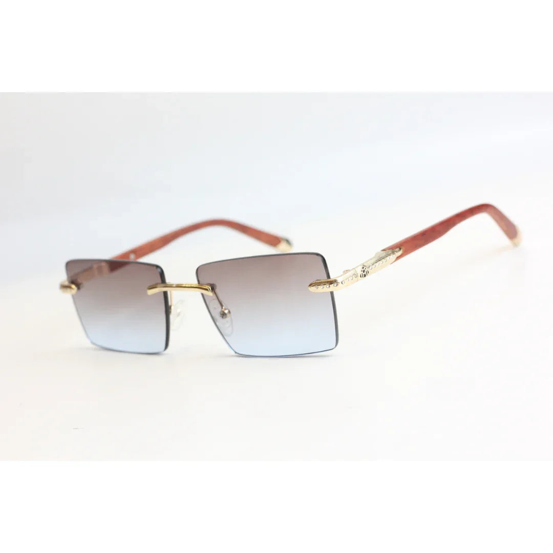 مايباخ - RR47 - Tropical Gradient - بني خشبي - بدون إطار - معدن - مستطيل - نظارات شمسية - نظارات طبية 