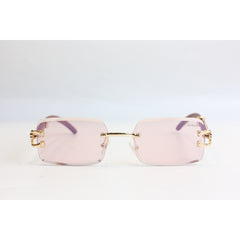 Cartier - RR52 - Pink Tint - Golden - Rimless - Metal - Rectangle - Sunglasses - Eyewear