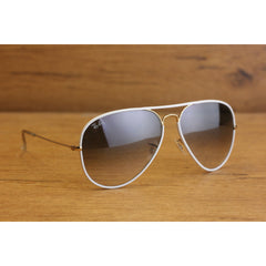 Ray Ban - RB 3026 - 62 MM - Limited Edition - White - Golden - Aviator - Metal - Round - Premium Sunglasses - Eyewear