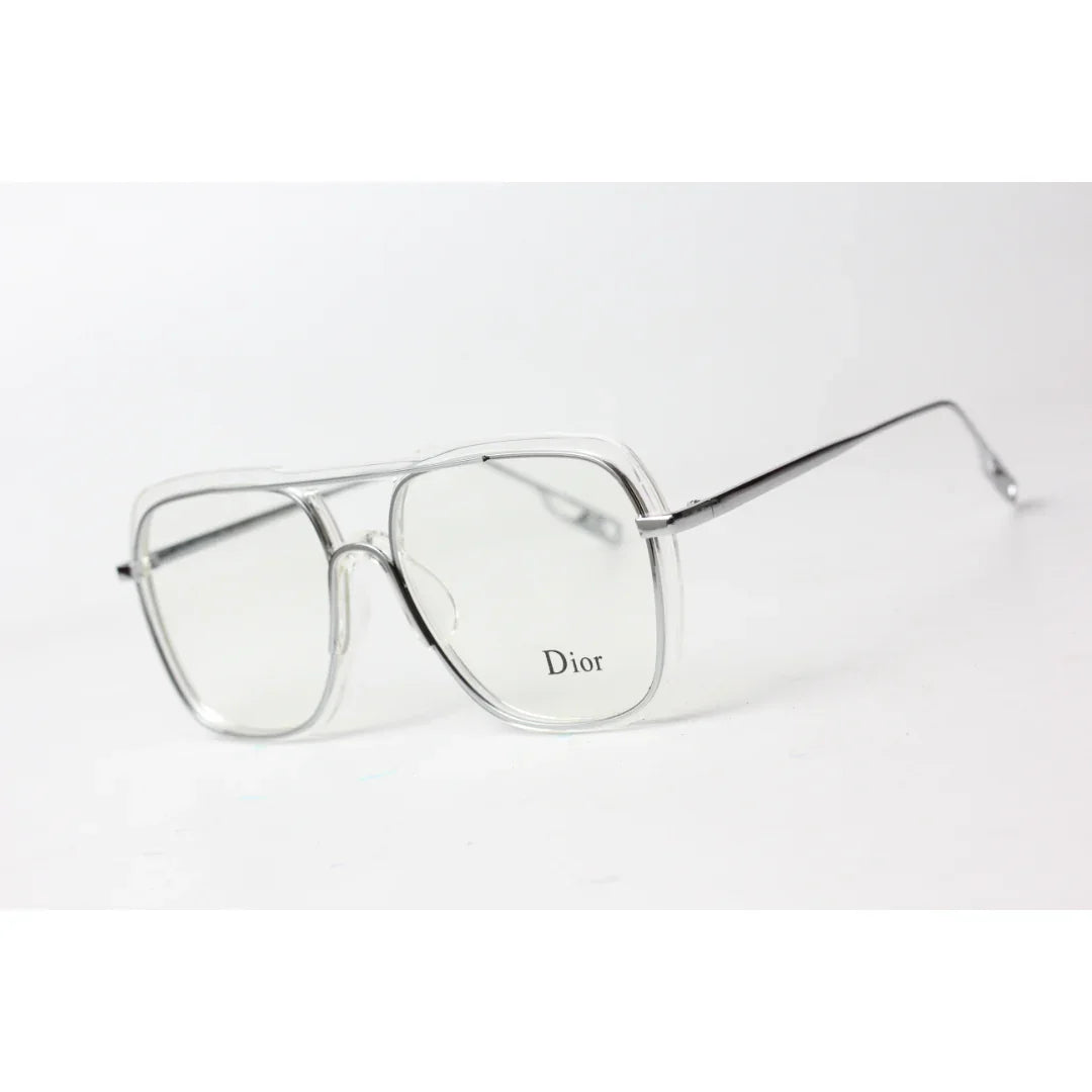 Dior - 650 - Oversize - Transparent - Silver - Metal - Round - Square - Optics - Eyewear
