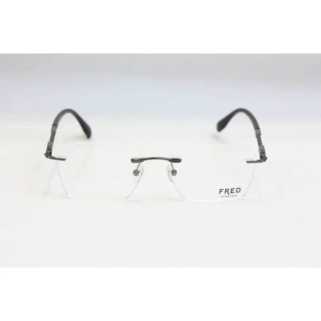 فريد - أسود - فضي - معدني - مربع - نظارات بريميوم - نظارات