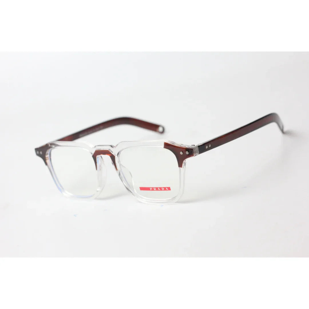 برادا - جارفيس - 8585 - بني - شفاف - أسيتات - سداسي - مربع - بصريات - نظارات 