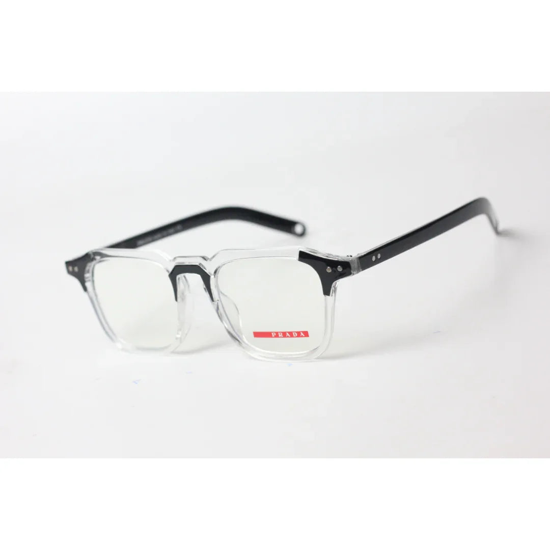 برادا - جارفيس - 8585 - أسود - شفاف - أسيتات - سداسي - مربع - بصريات - نظارات 