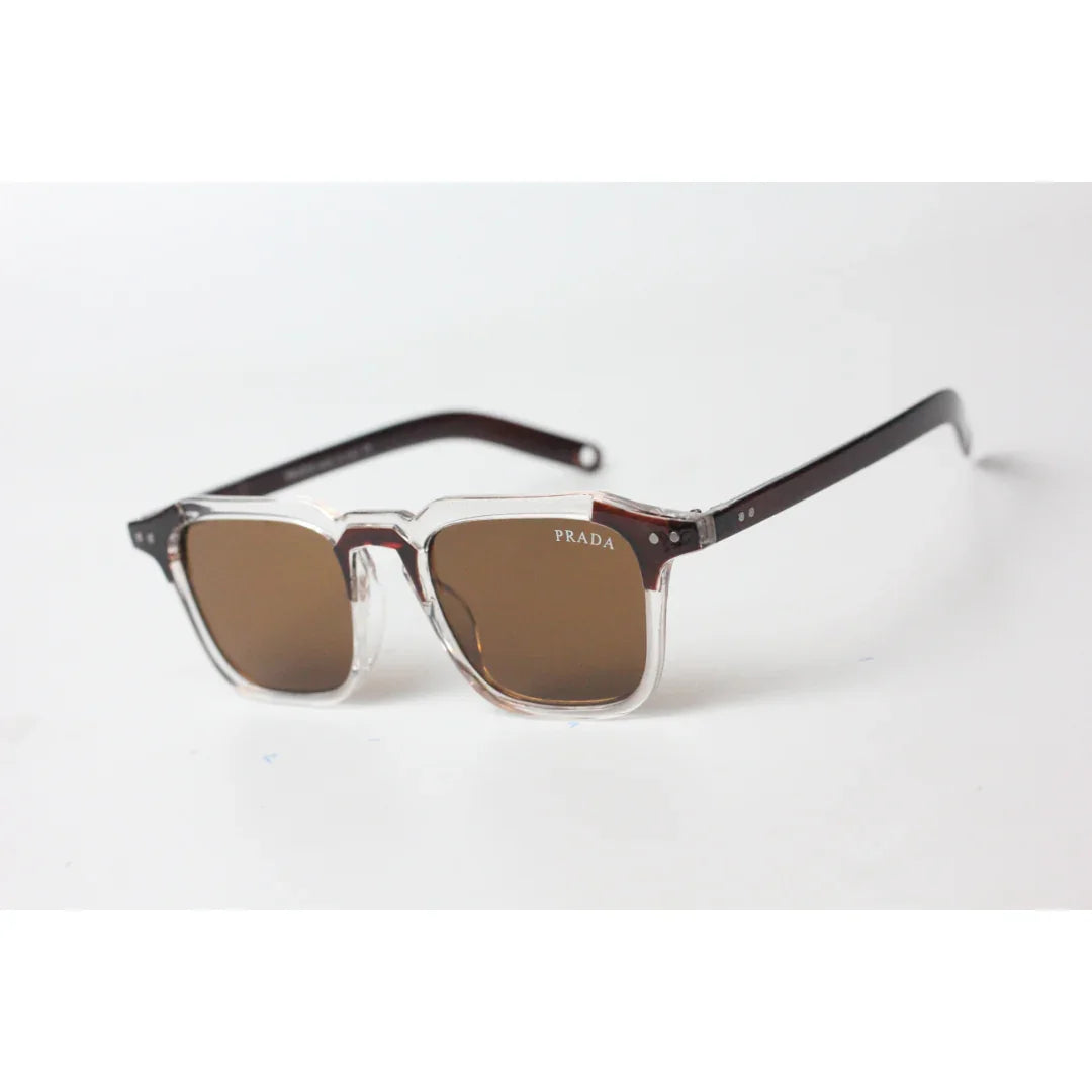 Prada - Jarvis - 8585 - Brown - Transparent - Acetate - Hexagon - Square - Sunglasses - Eyewear