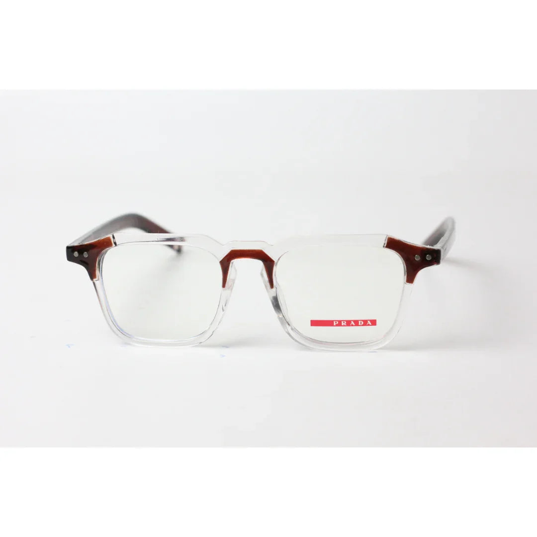 برادا - جارفيس - 8585 - بني - شفاف - أسيتات - سداسي - مربع - بصريات - نظارات 