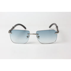 Cartier - R10 - Blue Gradient - Wooden - Silver - Rimless - Metal - Rectangle - Sunglasses - Eyewear