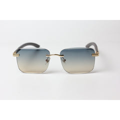 Cartier - R12 - Tropical Gradient - Wooden - Golden - Rimless - Metal - Rectangle - Sunglasses - Eyewear