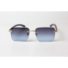 Cartier - R12 - Blue Gradient - Wooden - Golden - Rimless - Metal - Rectangle - Sunglasses - Eyewear