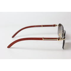 Cartier - R10 - Brown Gradient - Wooden - Golden - Rimless - Metal - Rectangle - Sunglasses - Eyewear