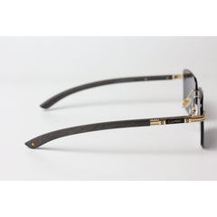 Cartier - R12 - Black - Wooden - Golden - Rimless - Metal - Rectangle - Sunglasses - Eyewear