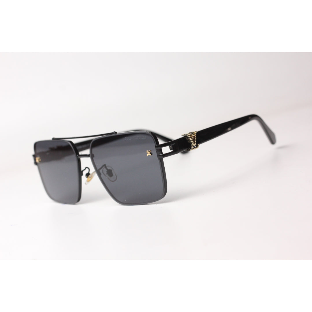 Louis Vuitton  – 5550 – Black - Metal - Acetate  - Square - Sunglasses - Eyewear