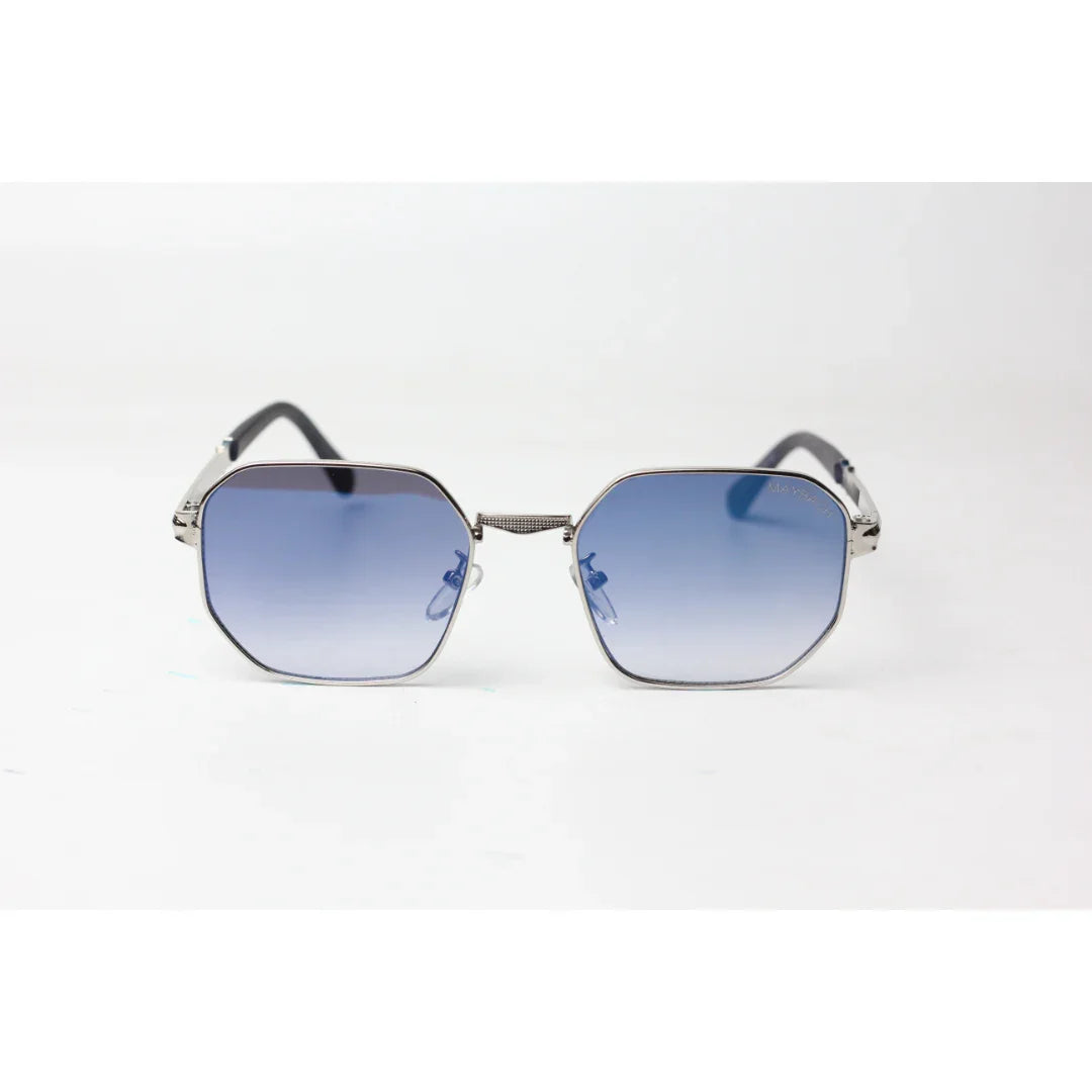 Maybach  - Silver - Blue Gradient - Metal -  Hexagonal Round - Sunglasses - Eyewear
