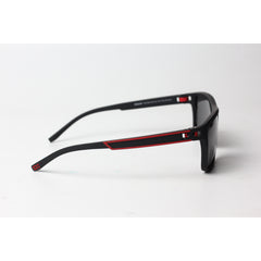 OGA - 468 - Matt Black - Red - Polarized - Light Weight - Curved - Acetate - Rectangle - Sunglasses - Eyewear