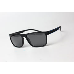 OGA - 468 - Matt Black - Blue - Polarized - Light Weight - Curved - Acetate - Rectangle - Sunglasses - Eyewear