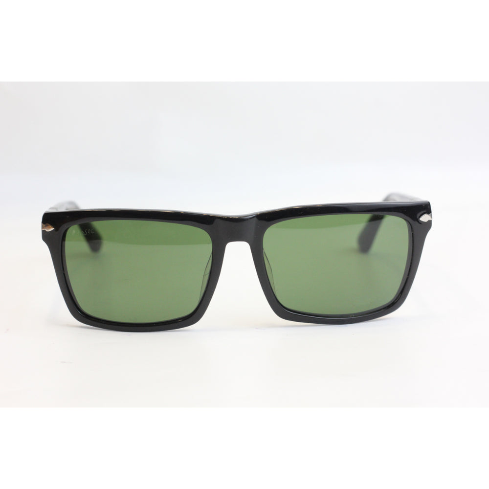 Persol - PO 3048S - Black - Silver - Acetate - Rectangle - Premium Sunglasses - Eyewear