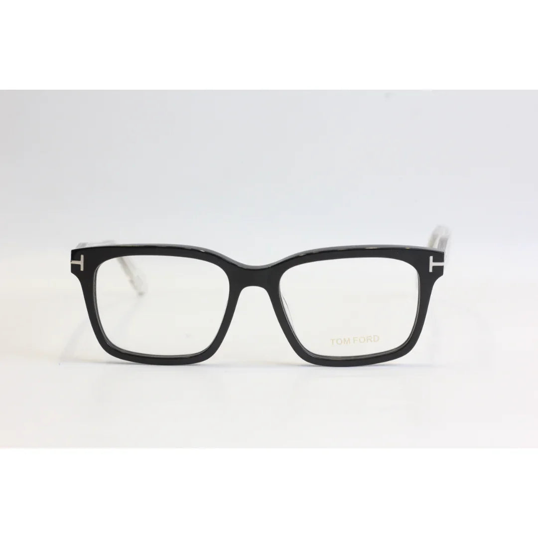 توم فورد - TF5715 - أسود - أبيض شفاف - أسيتات - مربع - نظارات بريميوم أوبتيكس - نظارات 